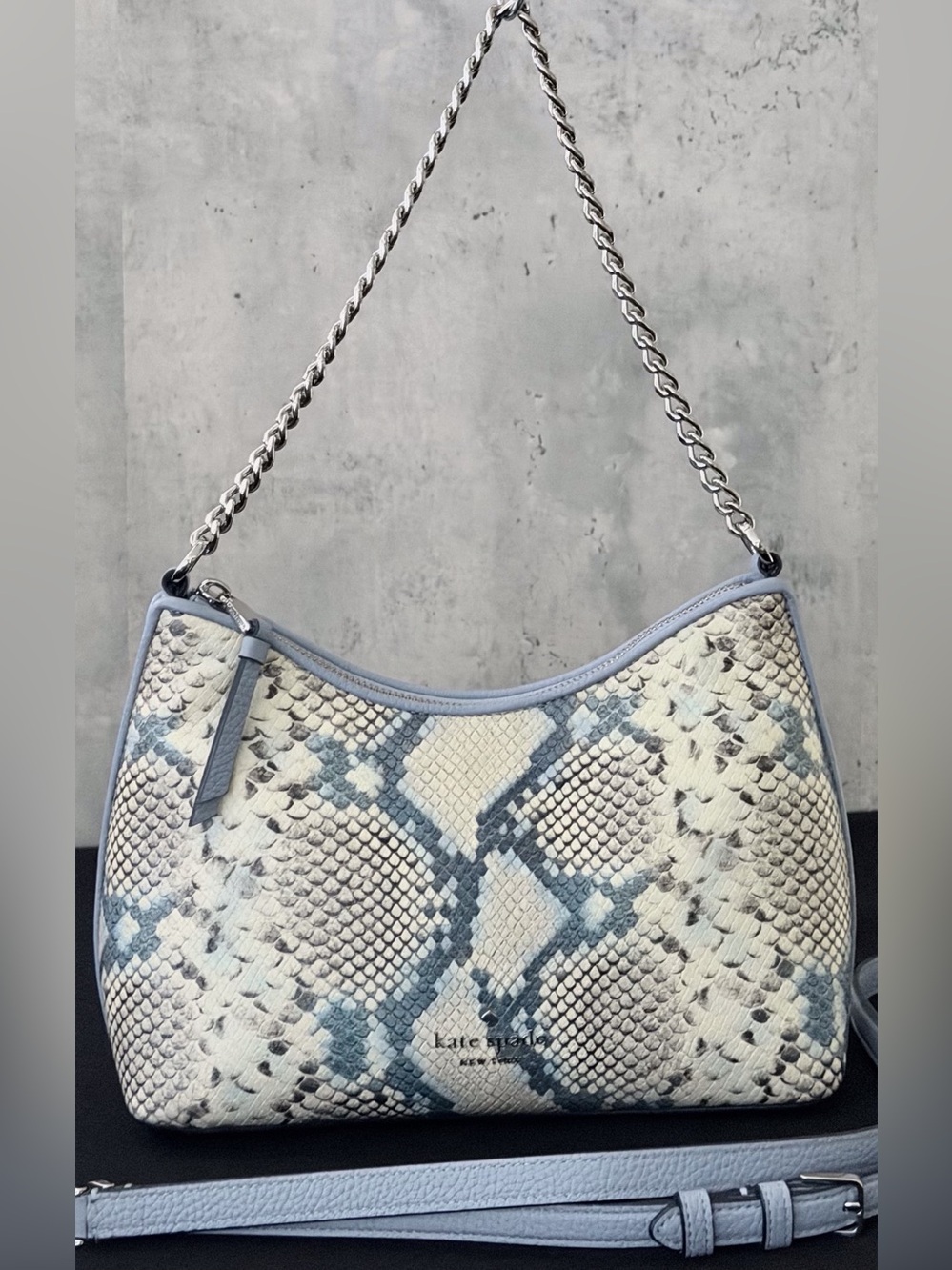 Kate Spade Zippy Snake Embossed Leather Convertible Crossbody Shoulder Bag KF558